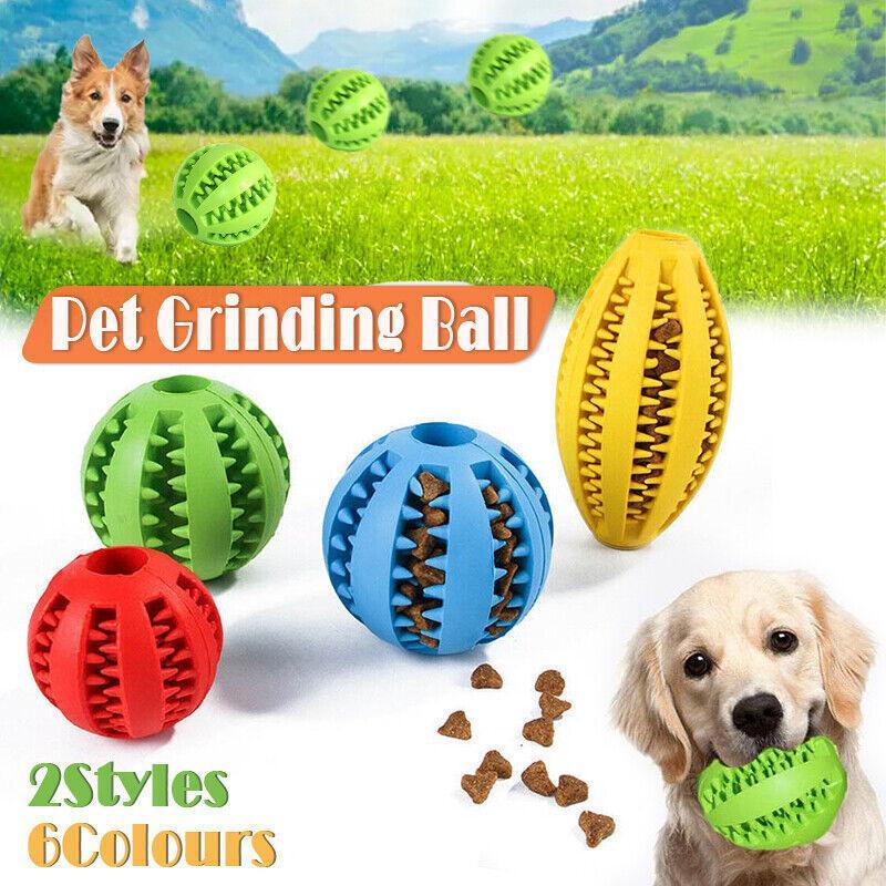 Dog Chew Toy Rubber Ball Treat Dispenser Dental Cleaning Training Play Ball-0