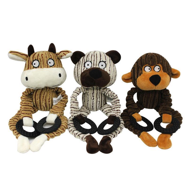 Unstuffed Plush Dog Puppy Pet Squeaker Toys Squeaky Funny Interactive Chew Toy-1