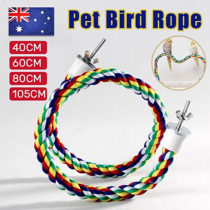 Parrot Rope Perch Colourful Bird Cage Toy Cotton Bungee Swing for Pet Birds