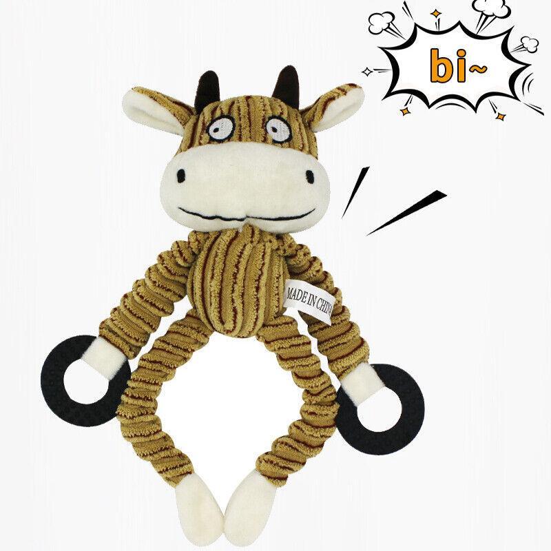 Unstuffed Plush Dog Puppy Pet Squeaker Toys Squeaky Funny Interactive Chew Toy-4