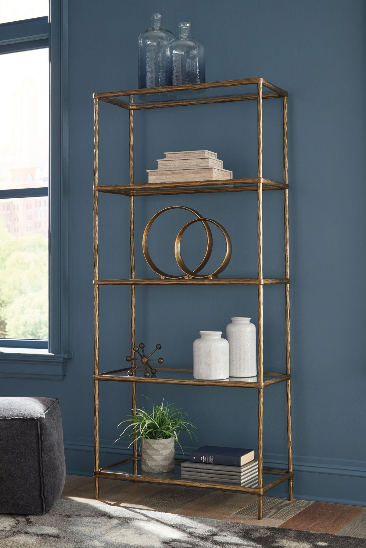 Ryandale - Bookcase - Antique Brass Finish-1