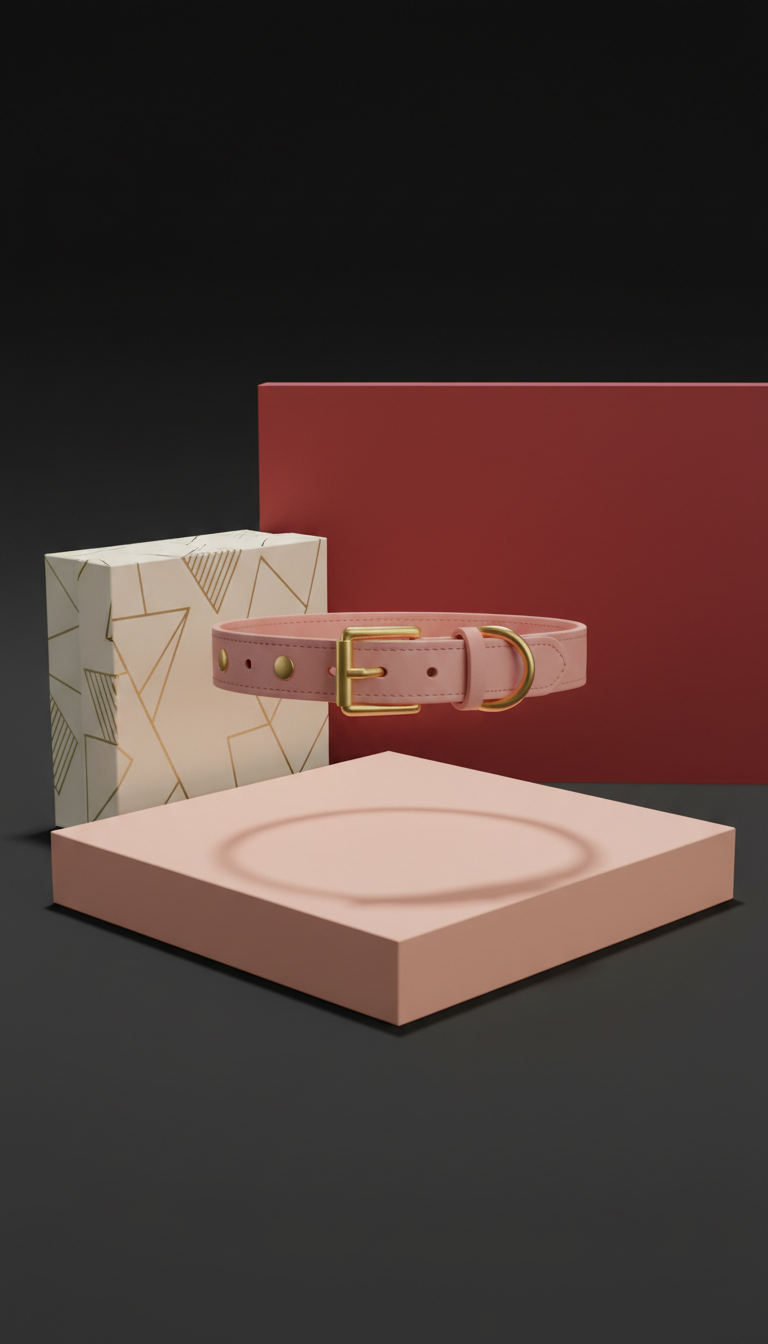 Designer pet collar with gold hardware