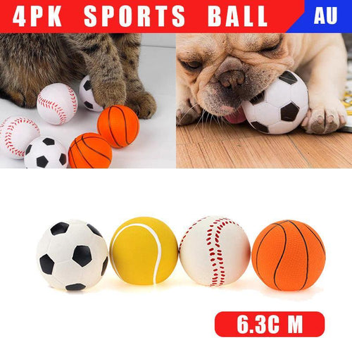 4/12Pk Mini Pet Sports Rubber Balls Dog Puppy Play Throw Fetch Training Cat Toy-0