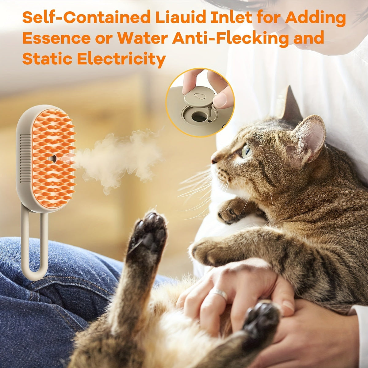 NNETM 3-in-1 Rechargeable Steam Pet Brush for Cats & Dogs