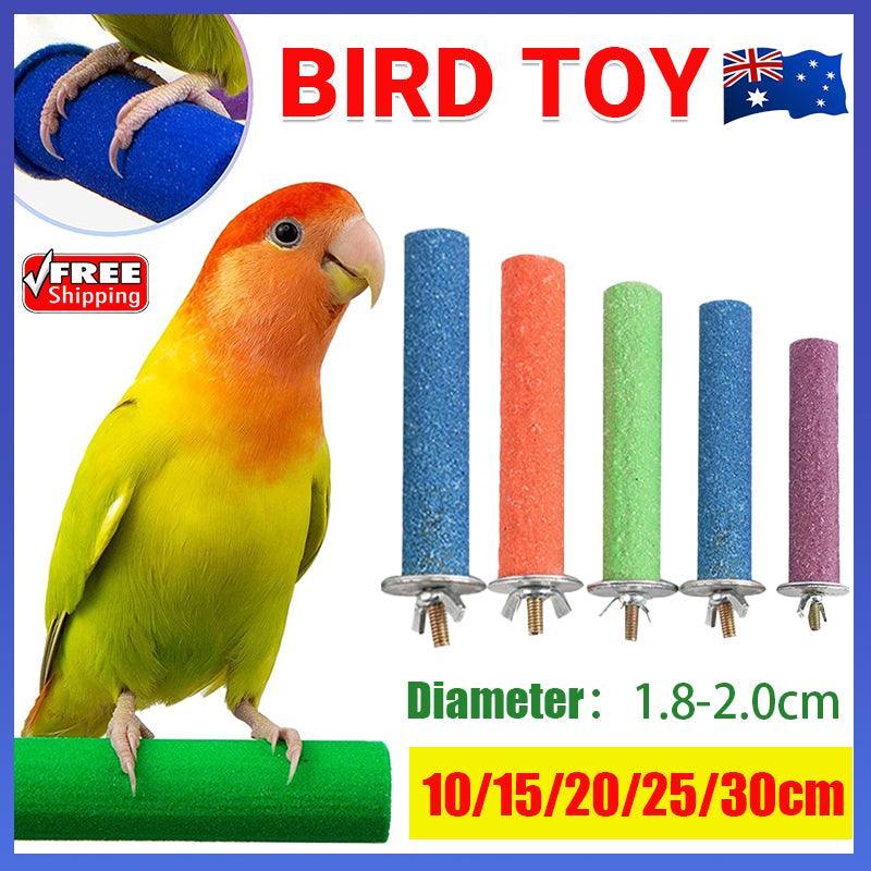 5 Sizes Colorful Pet Bird Cage Perches Stand Platform Chew Toy For Parrot Bites