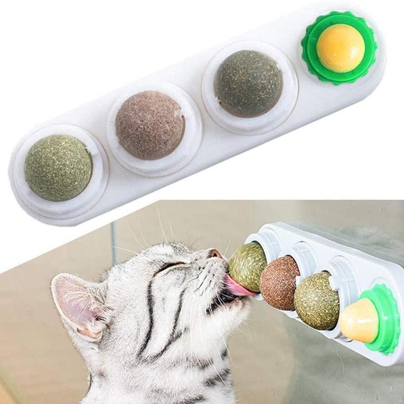 Cat Toy Catnip Ball Lick Solid Nutrition Help Digestion Wall Mount Hair Remover-3