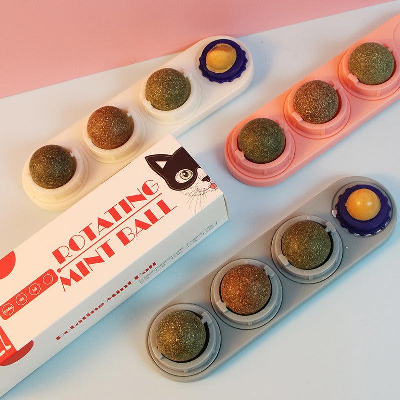 Cat Toy Catnip Ball Lick Solid Nutrition Help Digestion Wall Mount Hair Remover-4