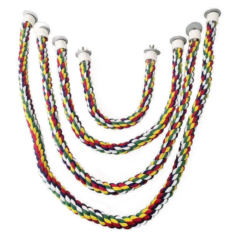 Parrot Rope Perch Colourful Bird Cage Toy Cotton Bungee Swing for Pet Birds