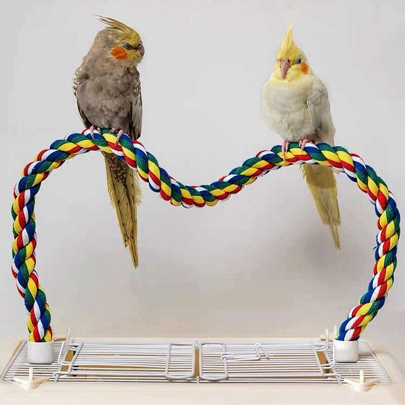 Parrot Rope Perch Colourful Bird Cage Toy Cotton Bungee Swing for Pet Birds