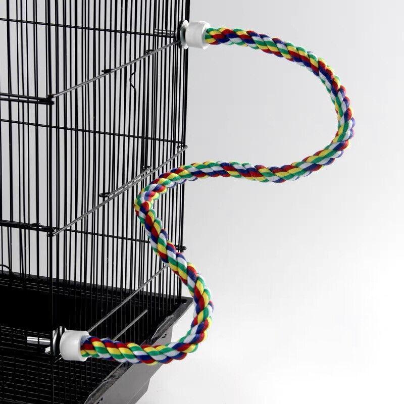 Parrot Rope Perch Colourful Bird Cage Toy Cotton Bungee Swing for Pet Birds