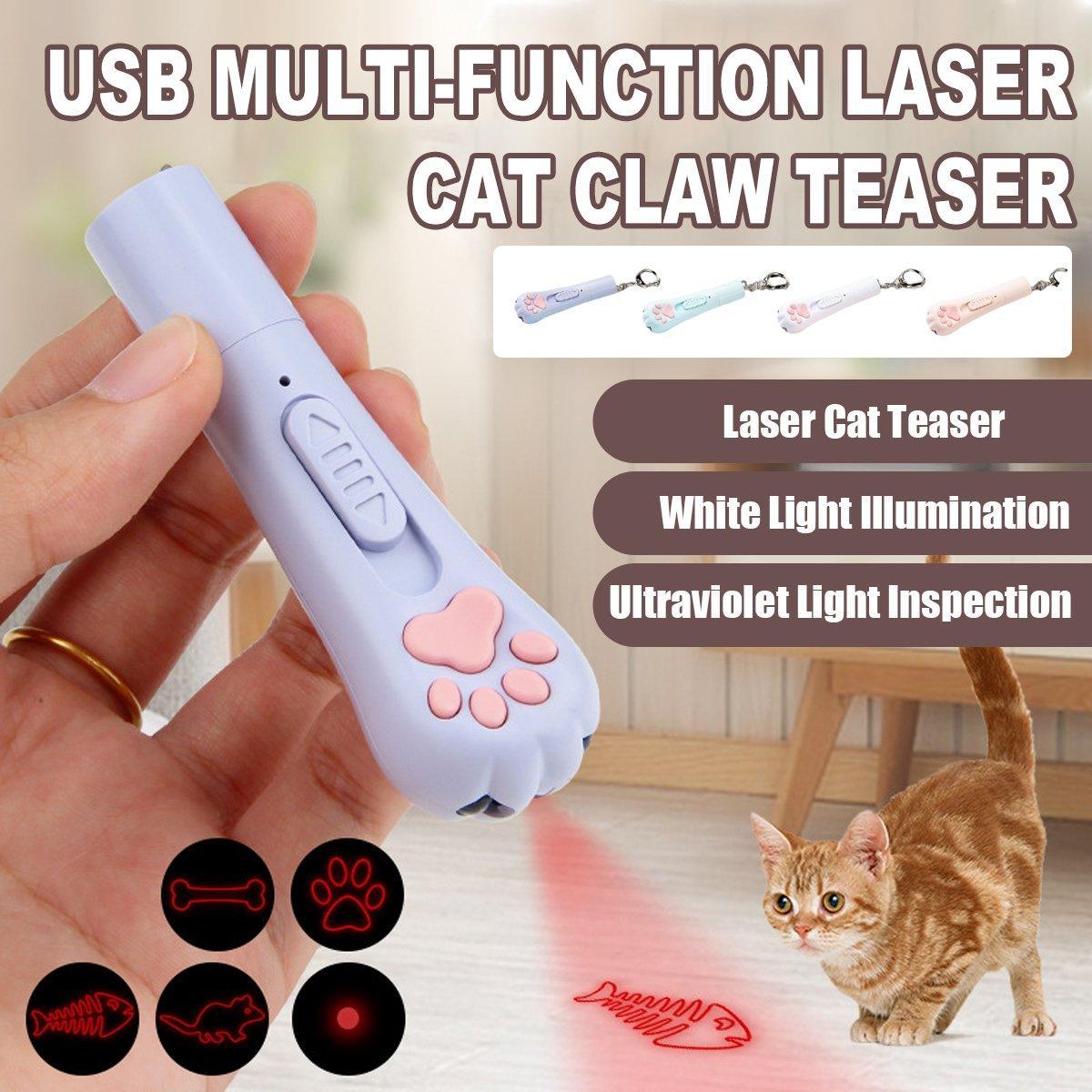 Mini Handheld Cat Claw Teasing Toy Interactive Pet Play Wand for Kitten Exercise-0